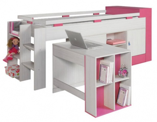 Dětský pokoj KORA - postel s psacím stolem a úložným prostorem KM16